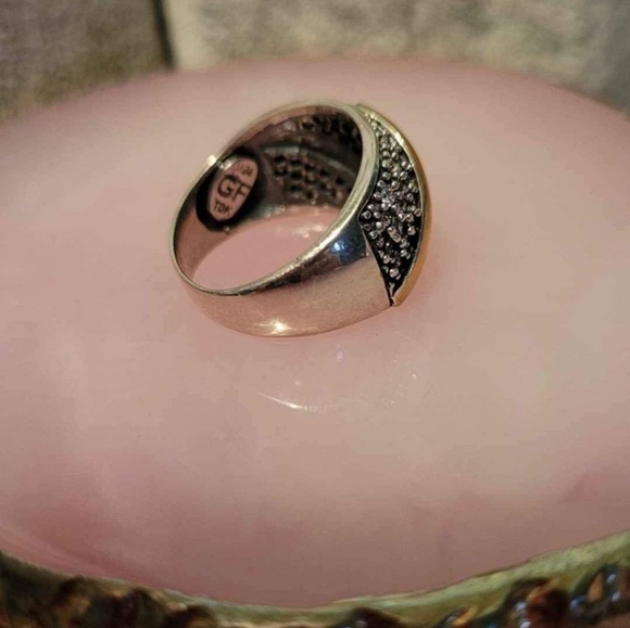 Solid sterling silver 925 & 10kt yellow gold ring size 7.5 - Picture 5 of 6